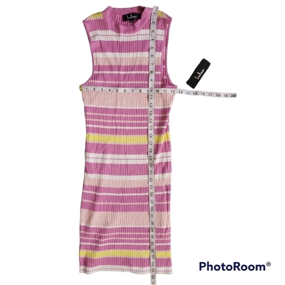 NWT Lulus Feel The Rhythm Striped Ribbed Bodycon Dress Size L - Picture 5 of 7